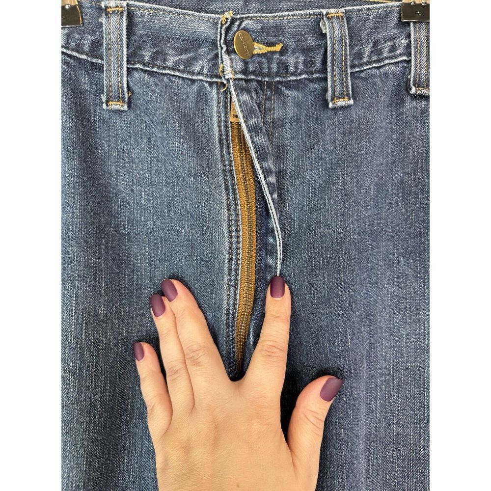 Carhartt‎ Jeans Men's 44x32 Relaxed Straight Let Blue Denim Workwear Logo - Picture 9 of 9